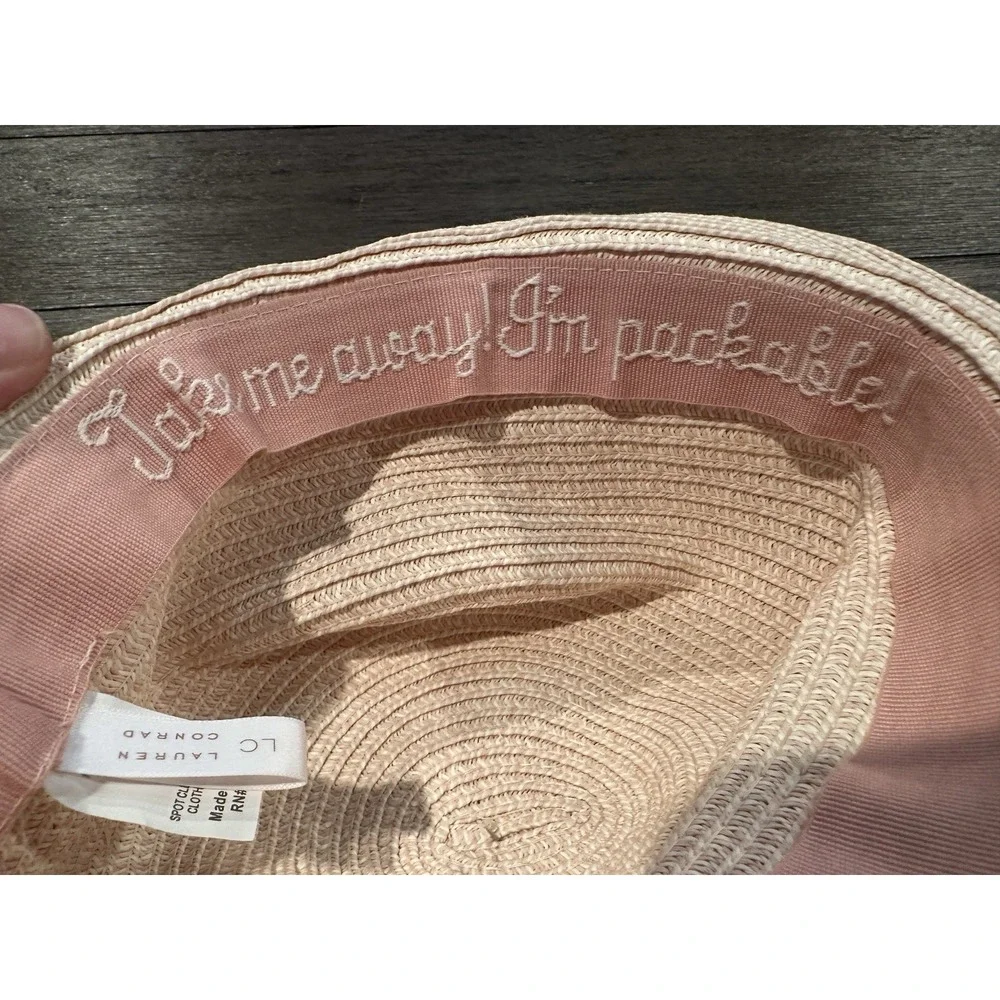 Lauren Conrad Straw Paper Packable BEACH SUN‎ HAT Bow GUC